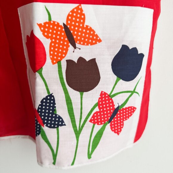 Vintage Dead-stock House Apron Top Button Down Floral Polka Dot XXL - Picture 3 of 5